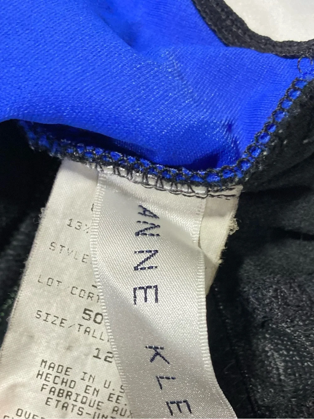 Anne Klein Blue & Black One-Piece Swimsuit with Green Trim